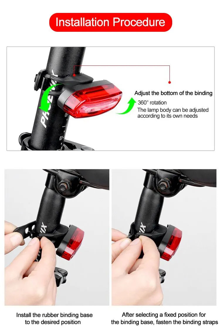 Bicycle Taillight MTB Red Light Bike Rear Light USB Rechargeable LED Cycling Bike Warning Light Mountain Bicycle Lamp