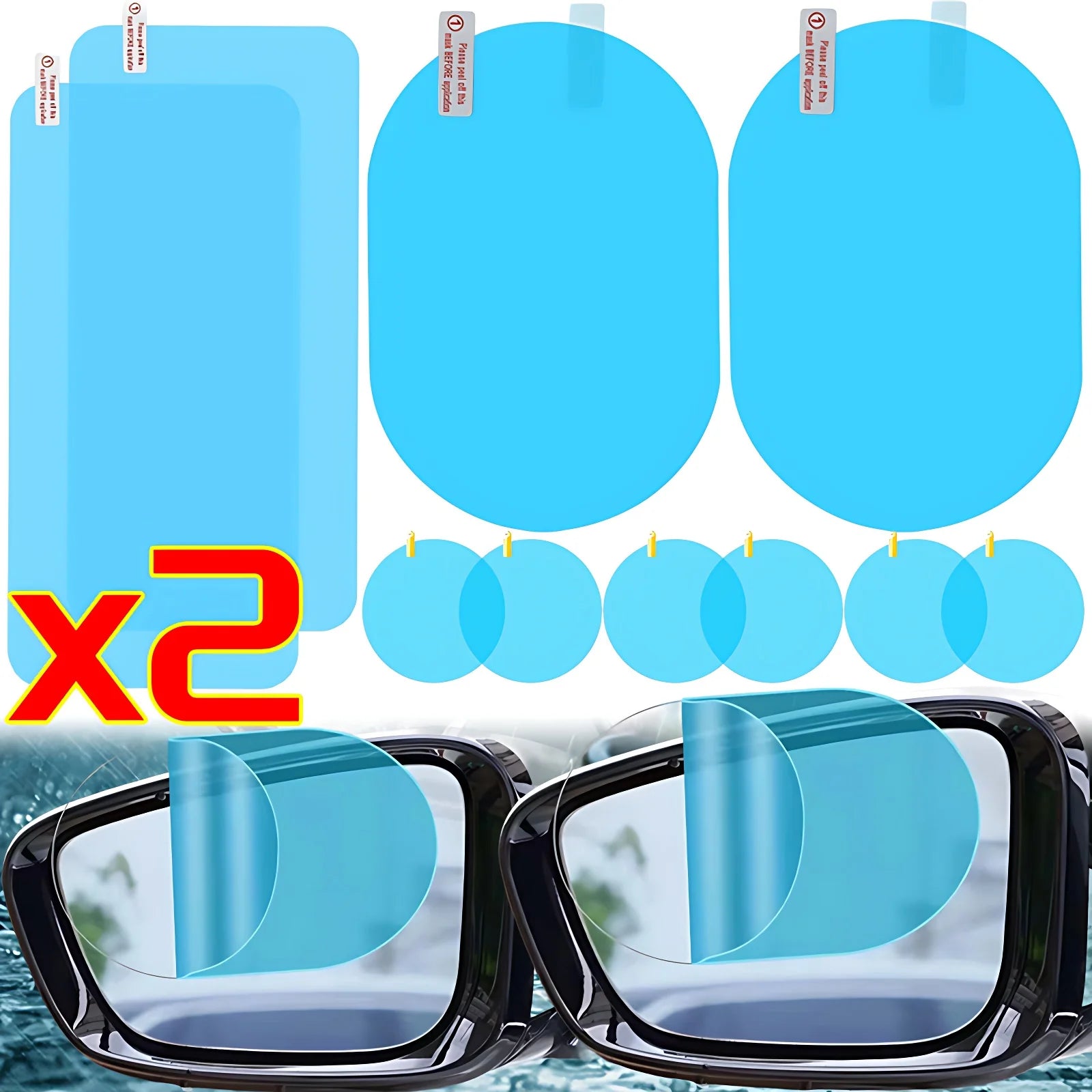 Car Rearview Mirror Anti Fog Film Universal Waterproof Film Window Glass Anti-Fog Anti-reflective Sticker Clear Auto Accessores