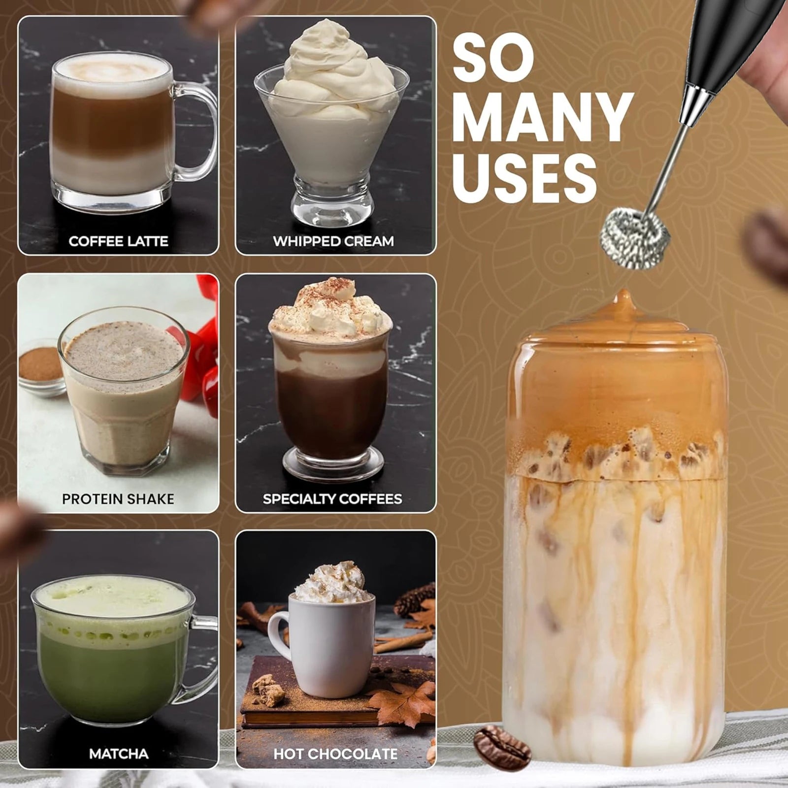 Handheld Milk Frother and Mini Whisk Mixer
