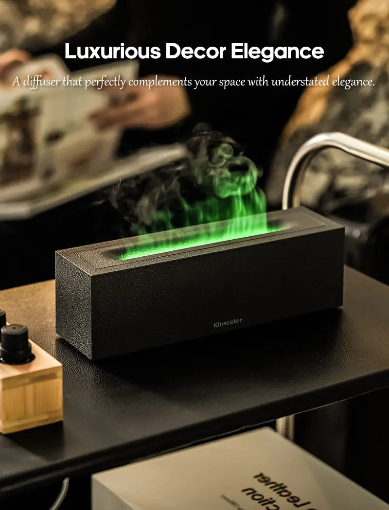 Flame Aroma Diffuser Air Humidifier Ultrasonic Cool Mist Maker Fogger LED Essential Oil Lamp Realistic Fire Difusor