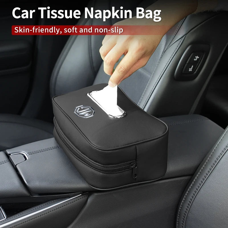 Car Seatback Tissue Box Armrest Paper Napkin Storage Bag Accessories  For Morris Garages MG 6 3 5 7 TF ZR ZS HS GS GT Hector