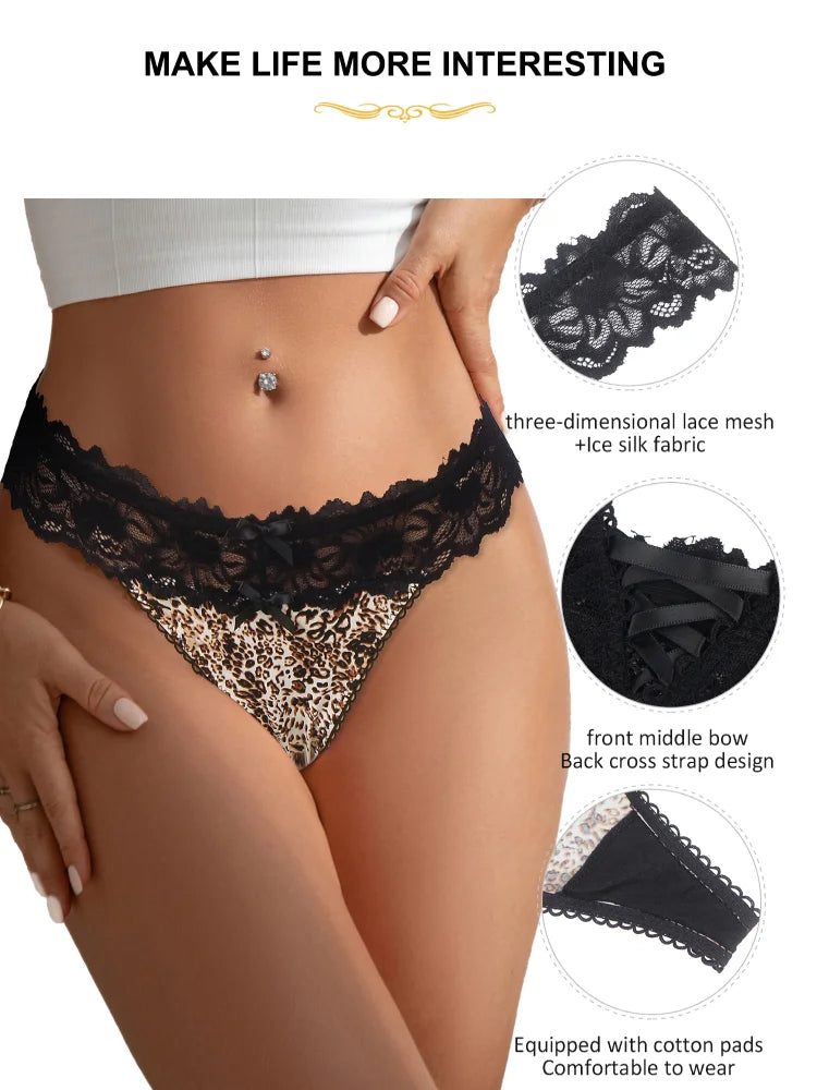 Women's Lace Brazilian Thong Low Waist Panties