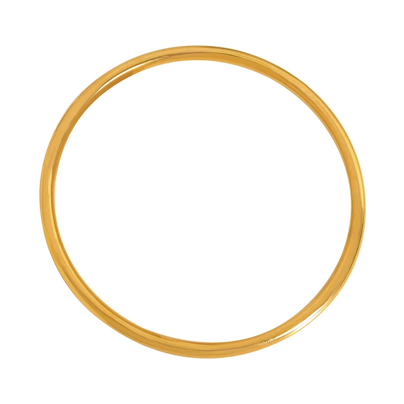 Minimalist Round Stainless Steel Bangle in 18k Gold-Style Plating