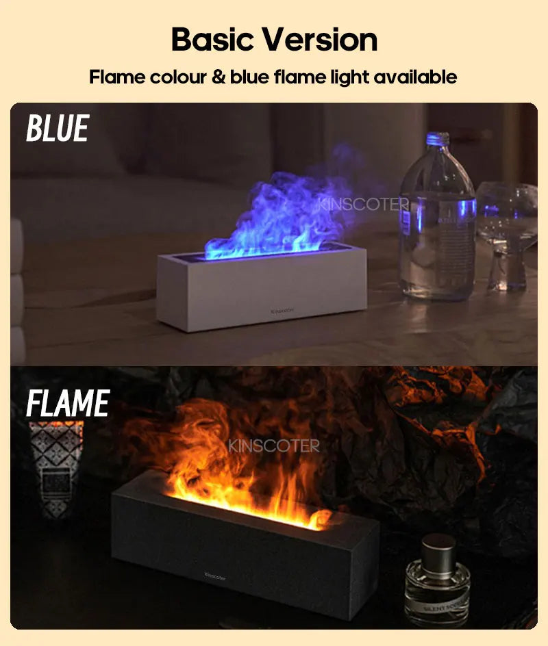 Flame Aroma Diffuser Air Humidifier Ultrasonic Cool Mist Maker Fogger LED Essential Oil Lamp Realistic Fire Difusor
