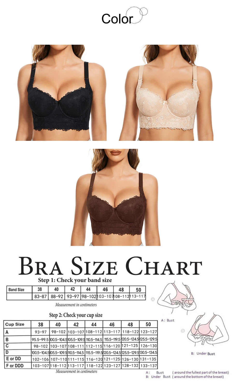 Push Up Longline Underwire Corset Add-One-Cup Bralette