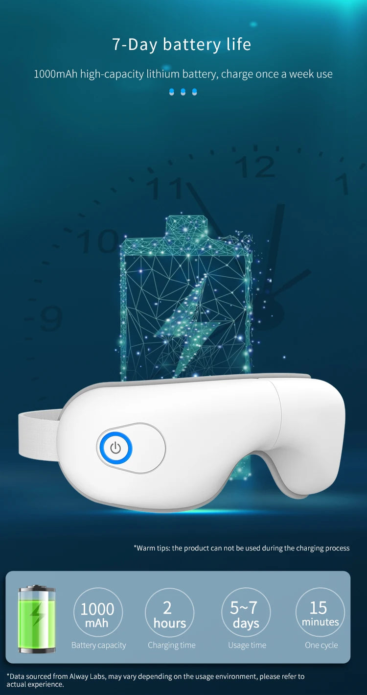Folding Eye Massager Eye Mask with Heat and Bluetooth Music Airbag Eye Care Device Gift for Eye Strain Dry Eye Improve Sleep