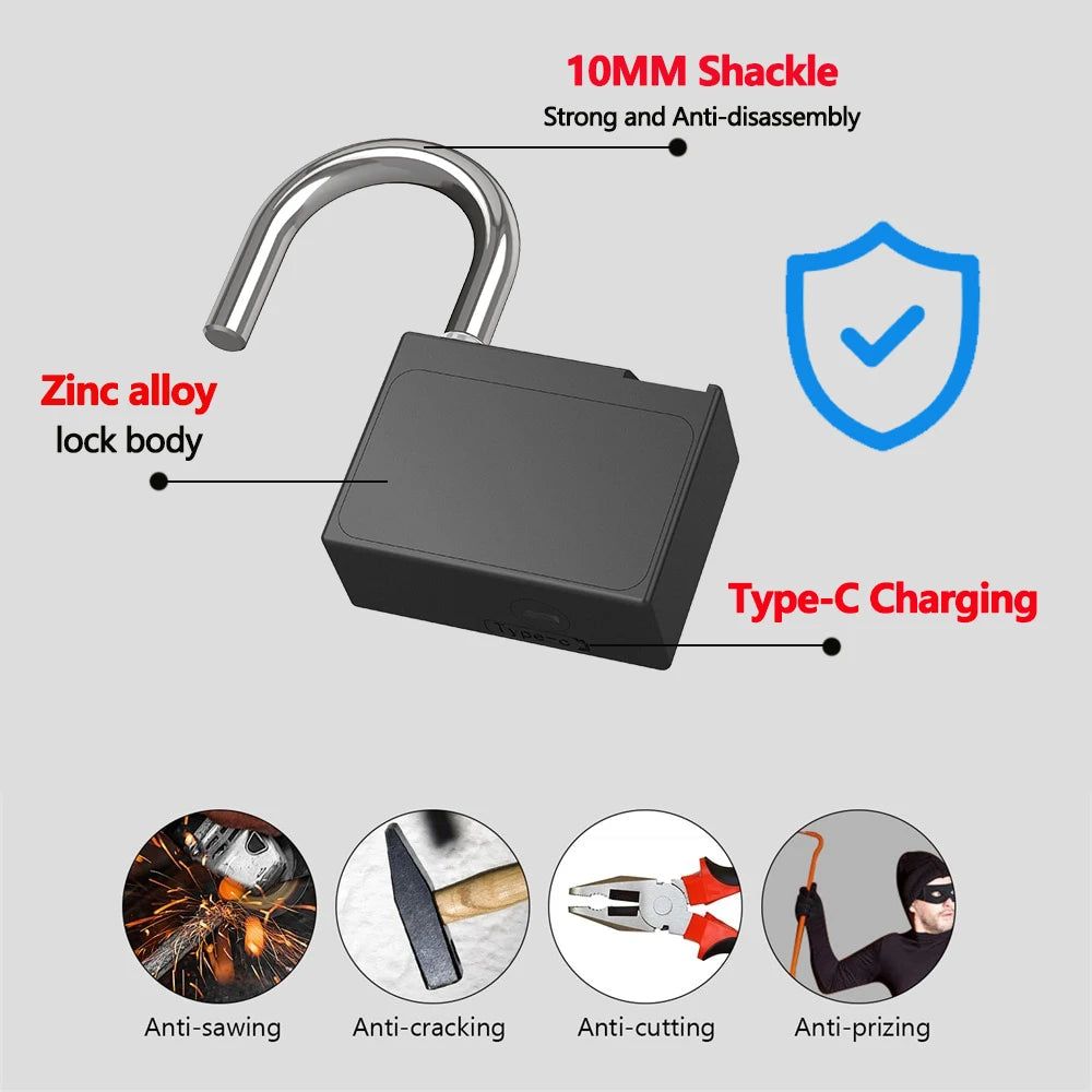 RAYKUBE Tuya Smart Padlock Fingerprint Waterproof USB Charging Quick Identification Unlock Sensor High Quality P70/P55/PQ1