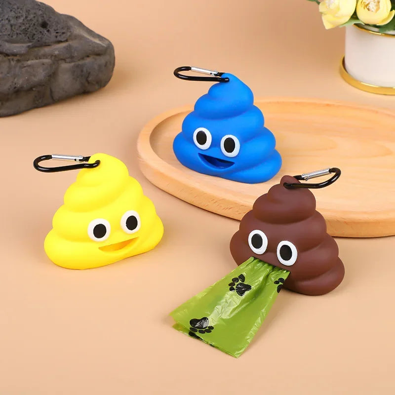 Portable Poop-Shaped Pet Waste Bag Dispenser with Leash Clip