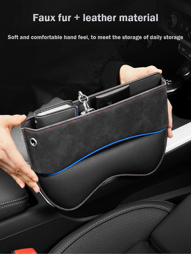 Suede Car Seat Side Storage Pocket For Car Seat Gap Filler Organizer Box Leather Car Crevice Stowing Tidy Interior Parts