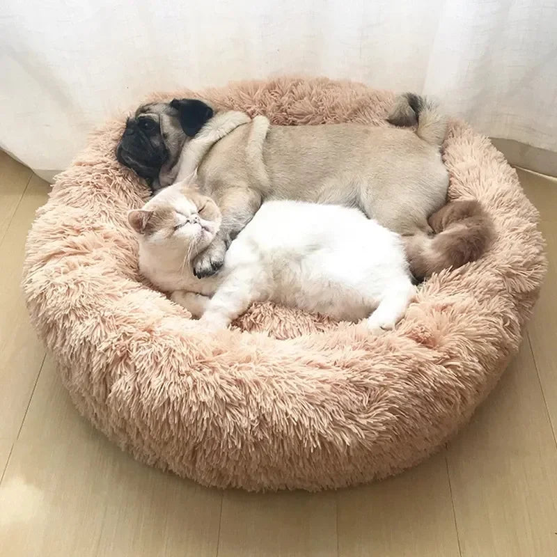 Cama Para Animais De Estimação Super Macia Para Gatos Pelúcia Tamanho Normal Lavável Cama Calmante Cama Donut Artefacto De Dormir Confortável Adequado Para O Inverno