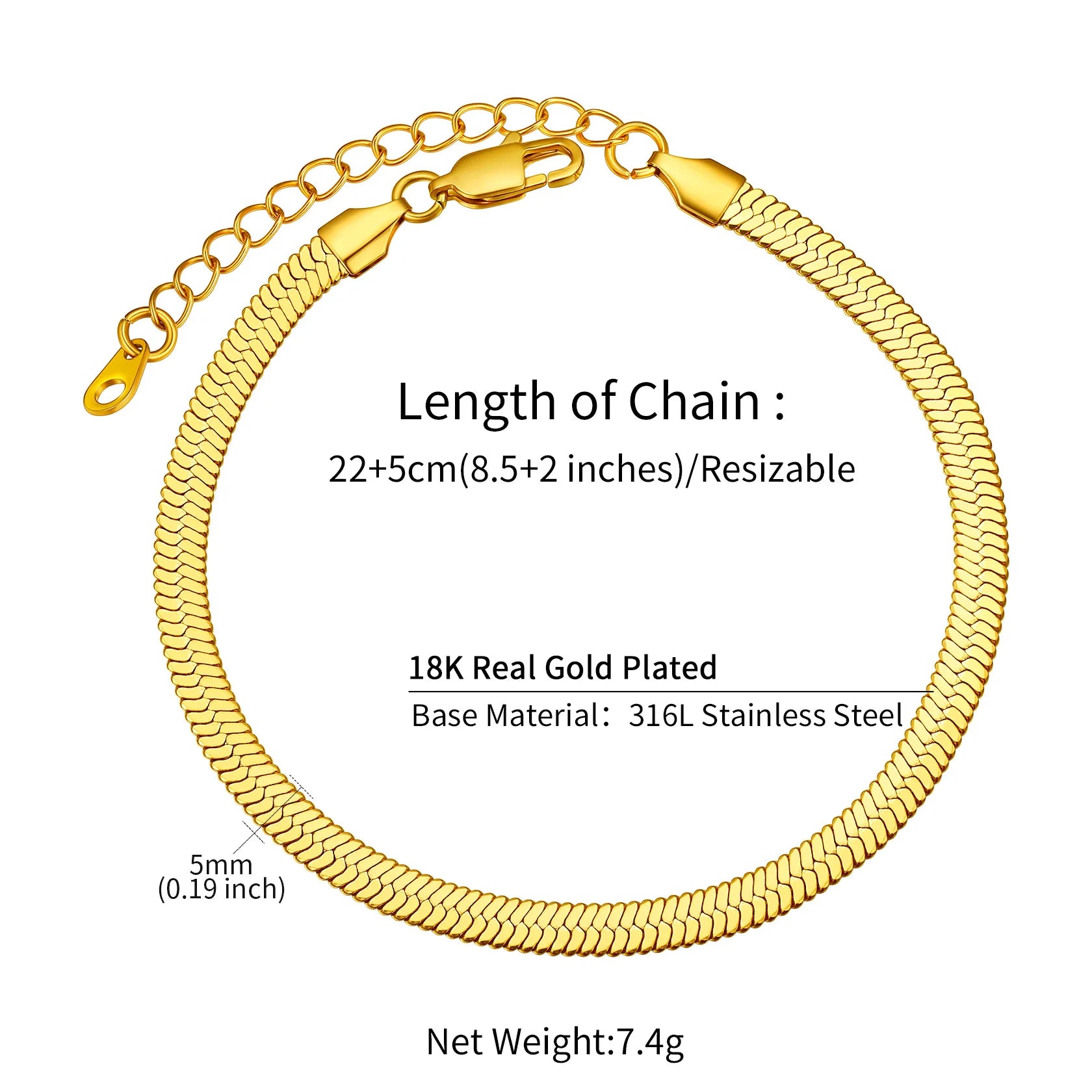 Stainless Steel Multi-Style Anchor and Curb Chain Anklet