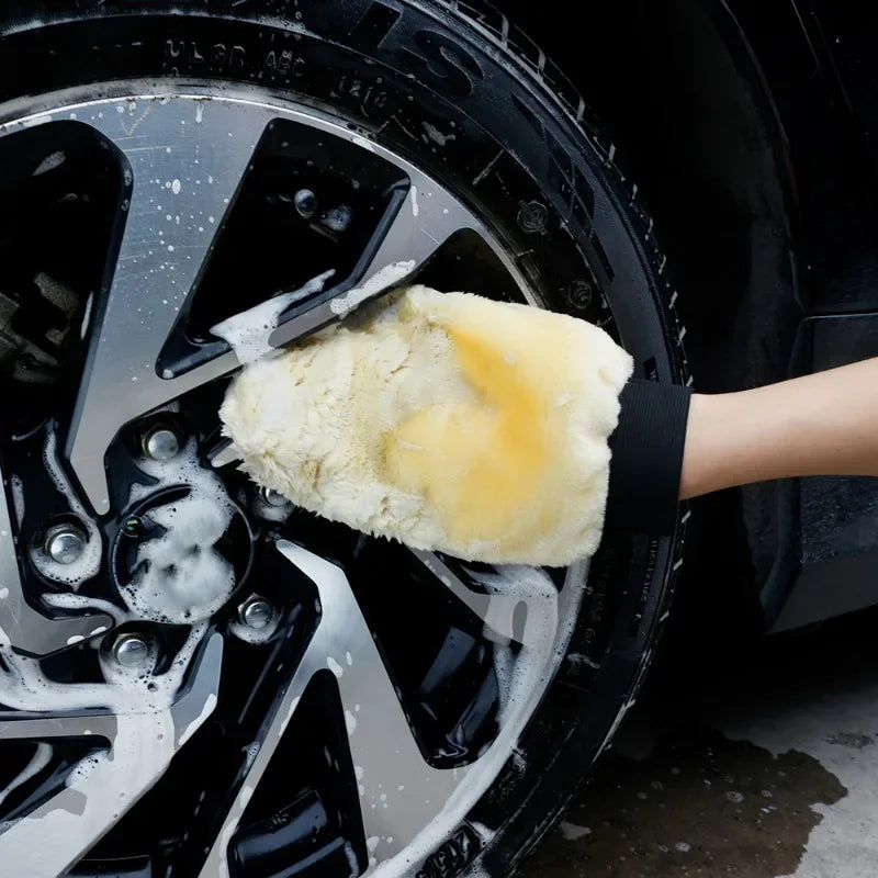 1/5pcs Car Wash Gloves Soft Thickened  Imitation Wool Plush Wiping Car Cleaning Mitt Double-faced Glove Car Washing Supplies