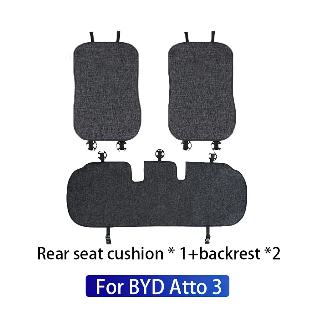 Para BYD Atto 3 Yuan Plus Tang Dolphin EV 2021 2022 2023 2024 2025 Almofada de Linho Respirável Tapete Protetor de Assento de Carro Acessórios