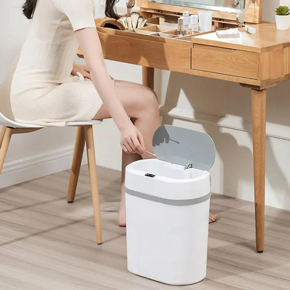 Lixeira de Cozinha de Modo Duplo de 12L Lixeira de Indução Inteligente à Prova de Água Lixeira Automática Inteligente para Casa de Banho