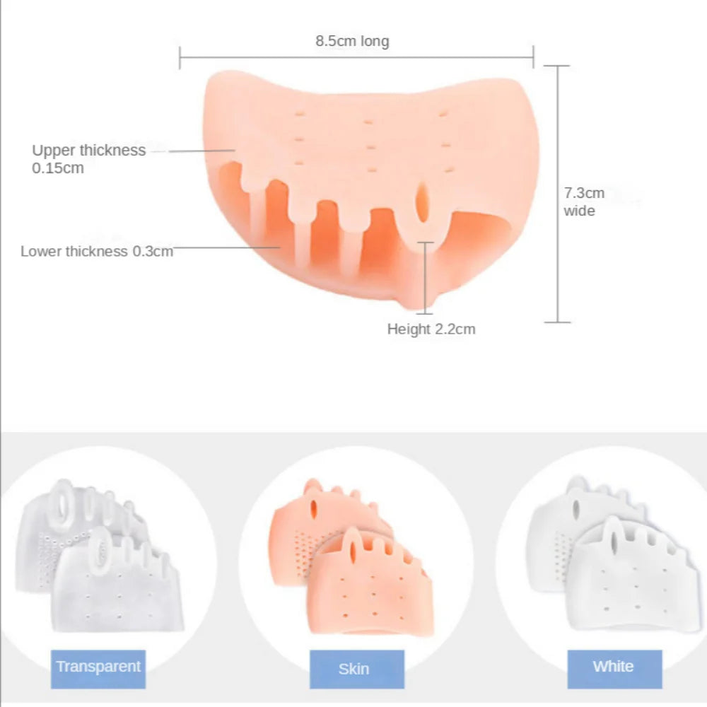 2pcs Silicone Toe Separator Hallux Valgus Corrector Bunion Orthotics Protector Pain Relief Forefoot Pad Socks Foot Care Pedicure