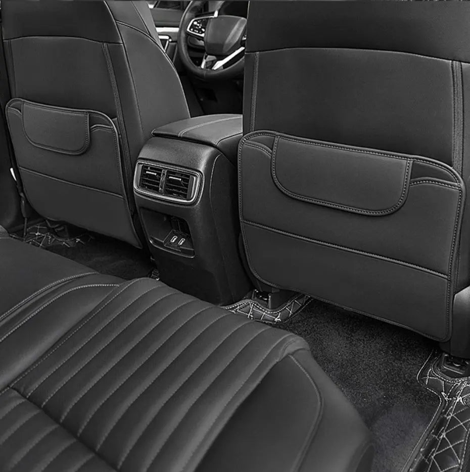 BLALION PU Leather Car Anti-kick Pad Auto Seat Back Organizer Storage Bag Car Backseat Anti Scratch Protector Pads with Cover
