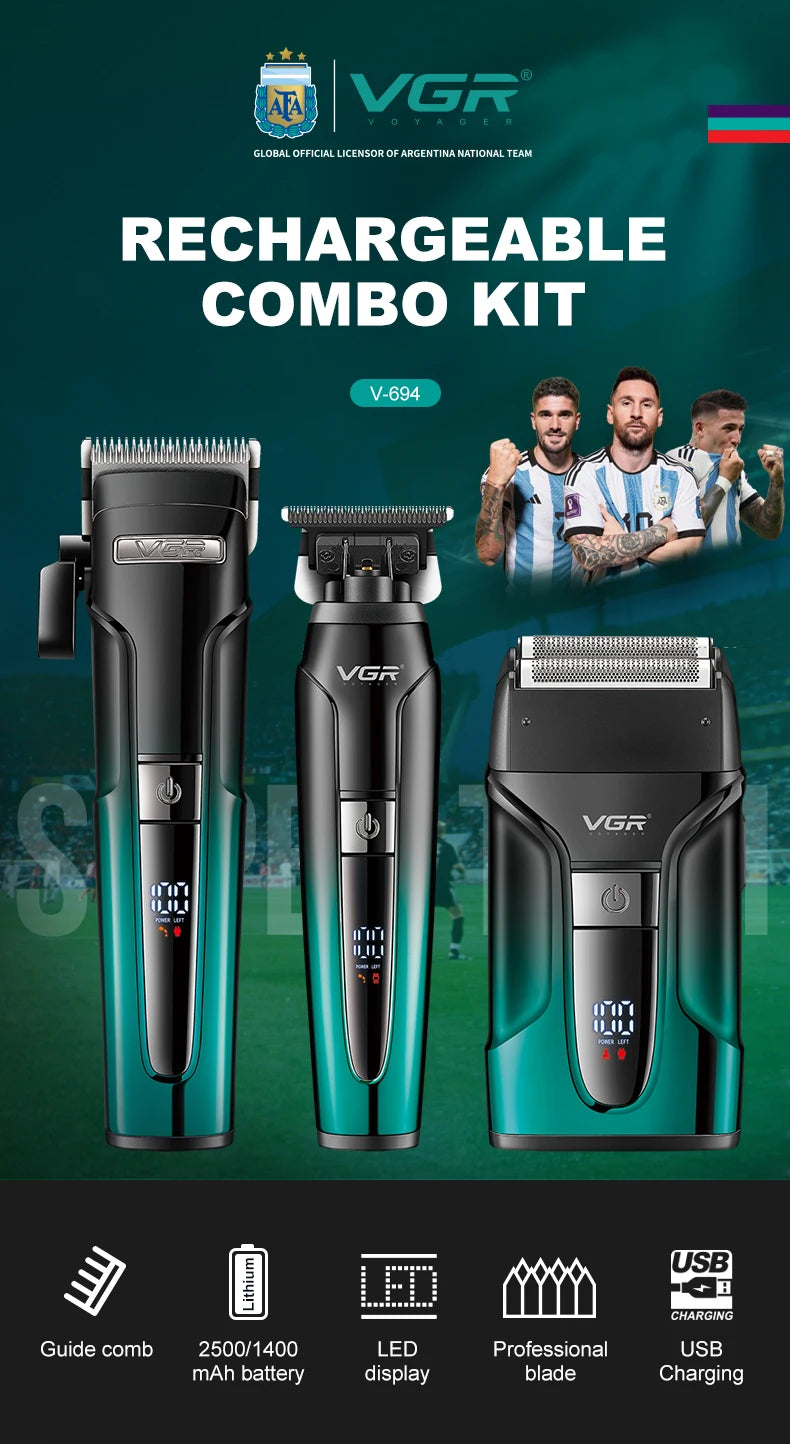 VGR 694 Professional 3-in-1 Clipper Set with Magnetic Dock