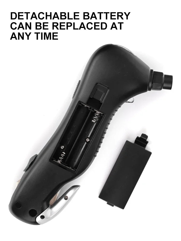 Digital tire pressure gauge, emergency lighting flashlight, car escape hammer, seat belt cutter, multi-functional self-rescue to