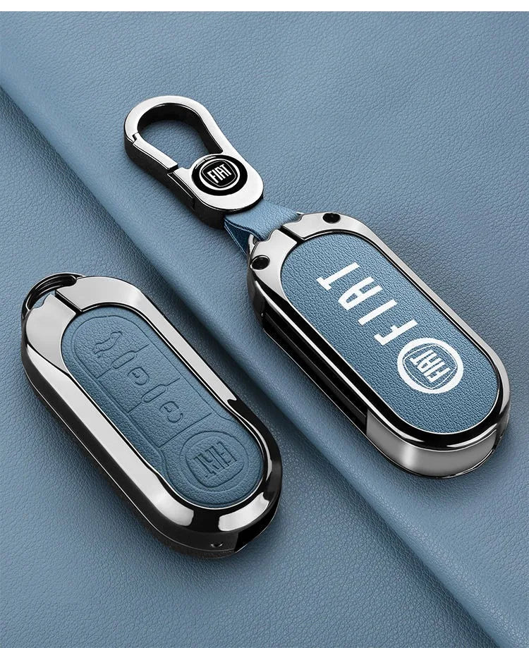 Leather Car Remote Key Case Cover Shell Protector for Fiat Ducato 500 500L Panda Grande Punto Lancia Musa Keychain Accessories