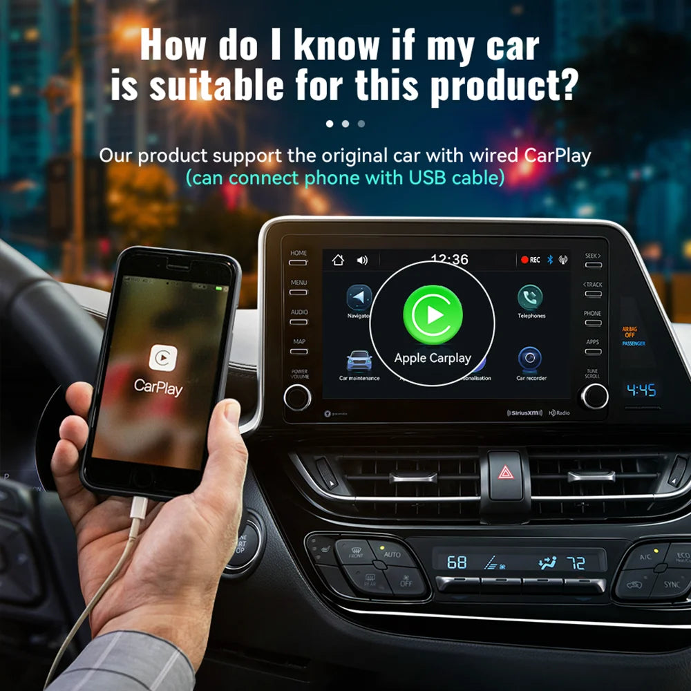 XUDA Android14 Wireless CarPlay/Android Auto 3in1 NEW CarPlay Ai Box  4Cores 4GB RAM+64GB ROM Plug and Play Stable Transmission
