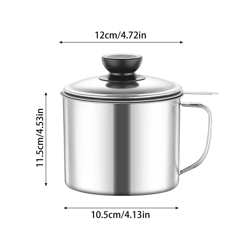 Stainless Steel Oil Filter Pot with Heat-Resistant Handle