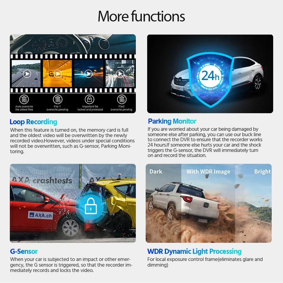 ACCEO Car Dashcam Auto 4K Front Car DVR Night Vision Support GPS and WiFi APP Loop Recording Video Car Recorder 24 Hour Parking
