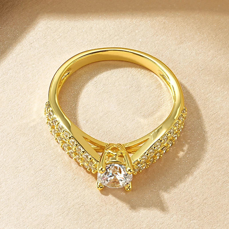 14k Gold-Style Plated Infinity Love Round Cut CZ Ring