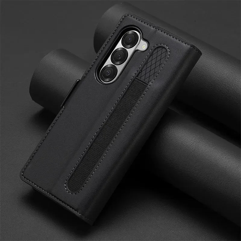 Magnetic Flip Leather Phone Case for Samsung Galaxy Z Fold 7 6 5 4 3 5G Fold6 Fold5 Fold4 Wallet Card Cover Etui Coque