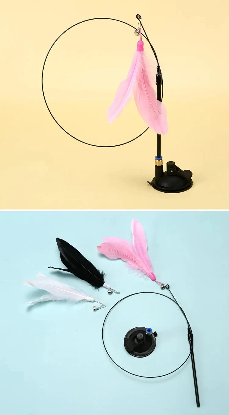 Professional Suction Cup Simulation Bird Feather Cat Teaser Wand