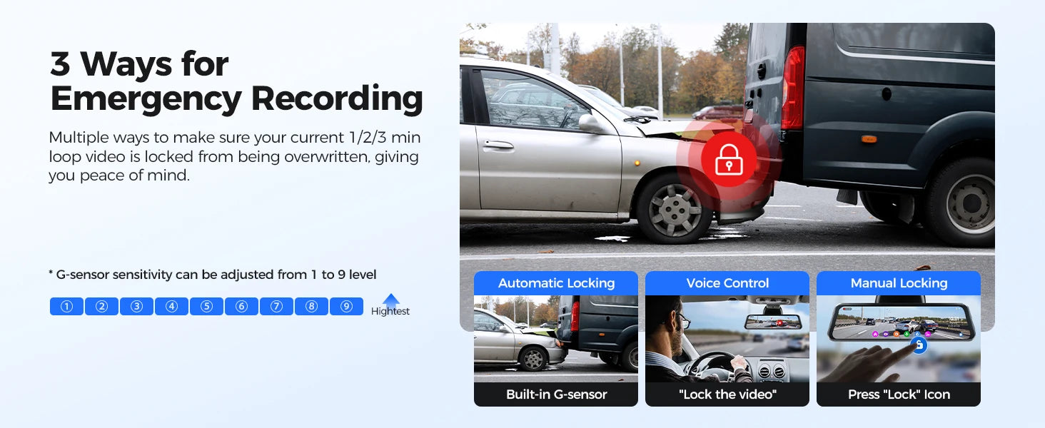 AZDOME PG17 MAX Front and Rear Dash Cam 12 Inch Touch Screen Car DVR 4K+2.5K Rearview Mirror Camera GPS WIFI Voice Control ADAS