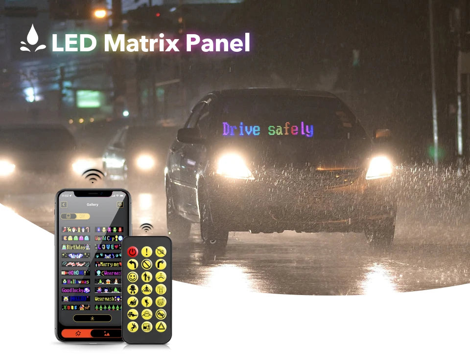 LED RGB Matrix Panel Rolling Advertisement LED Sign USB 5V with Remote Programmable logo light for Car Shops Offices Restaurants