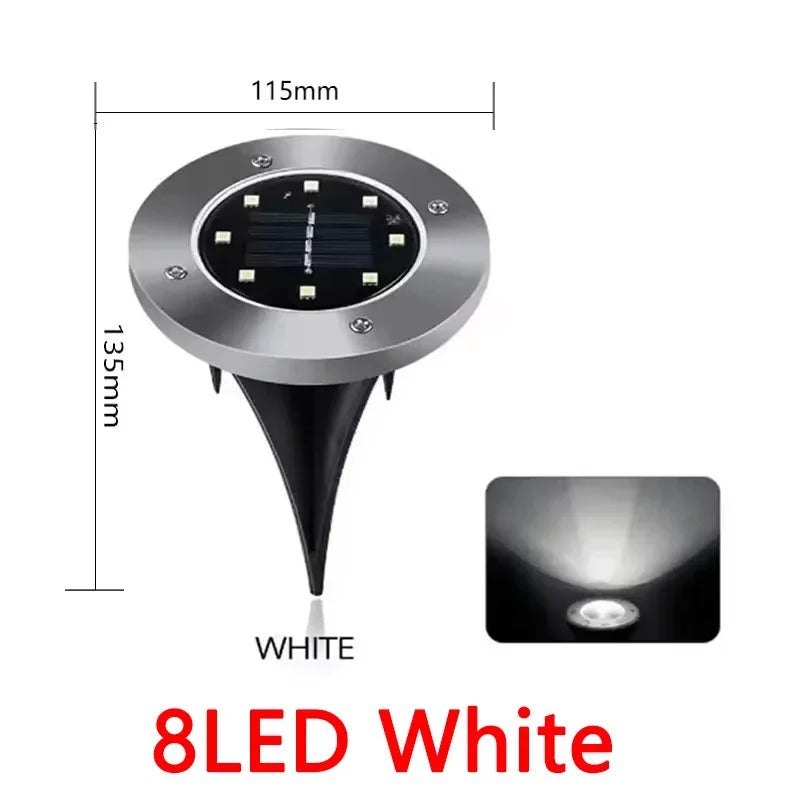 8/20 LED Solar Disk Lights Waterproof Outdoor Garden Path Lamp