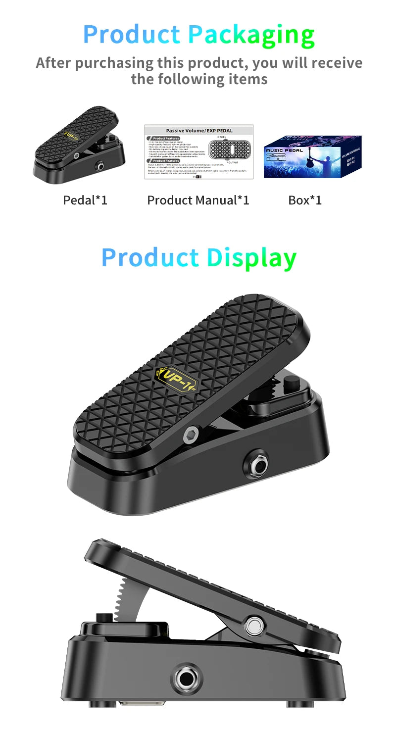 VP-1 Pedal Volume/Expression 2-in-1 Pedal No Power Supply Required Cushioned Feet No Noise Precise Direct Control of Rack