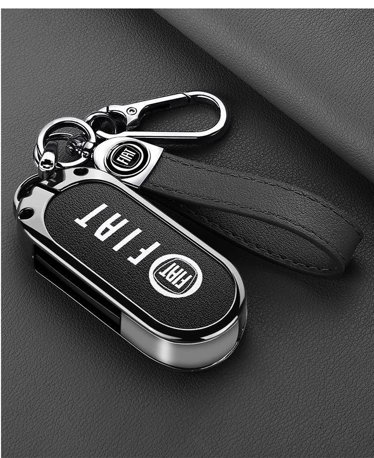Leather Car Remote Key Case Cover Shell Protector for Fiat Ducato 500 500L Panda Grande Punto Lancia Musa Keychain Accessories