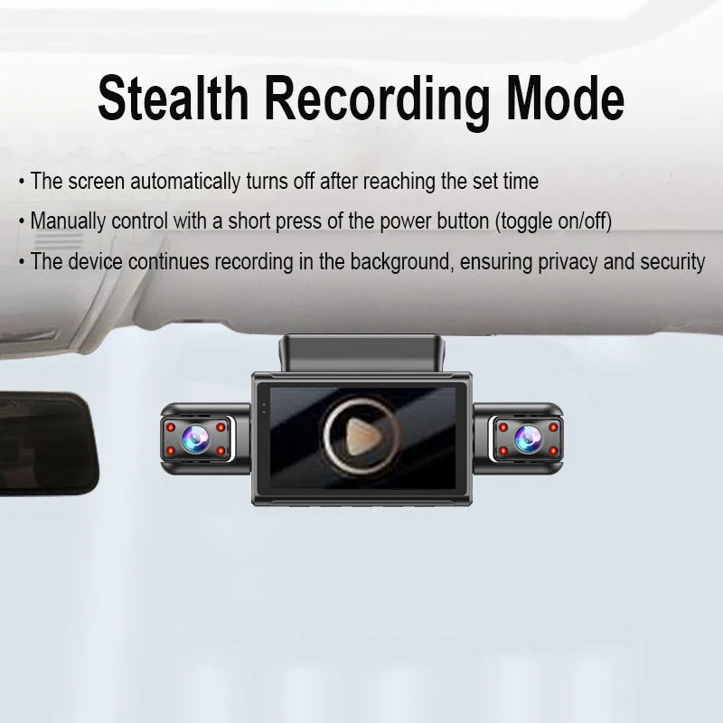 4K 4CH Hidden Car DVR with APP 24H Parking Mode G Sensor Motion Detect Loop Record Time Lapse Stealth Recording Night Vision WDR