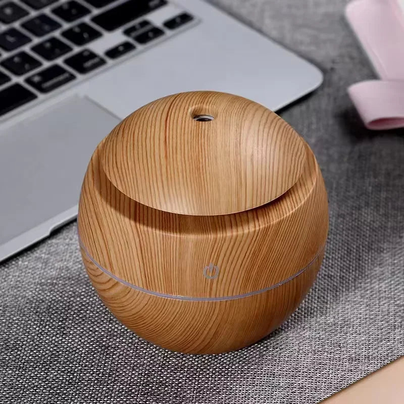 USB Ultrasonic Cool Mist Sprayer Essential Oil Diffuser Wood Grain Electric Air Humidifier Purifier for Home office and Car