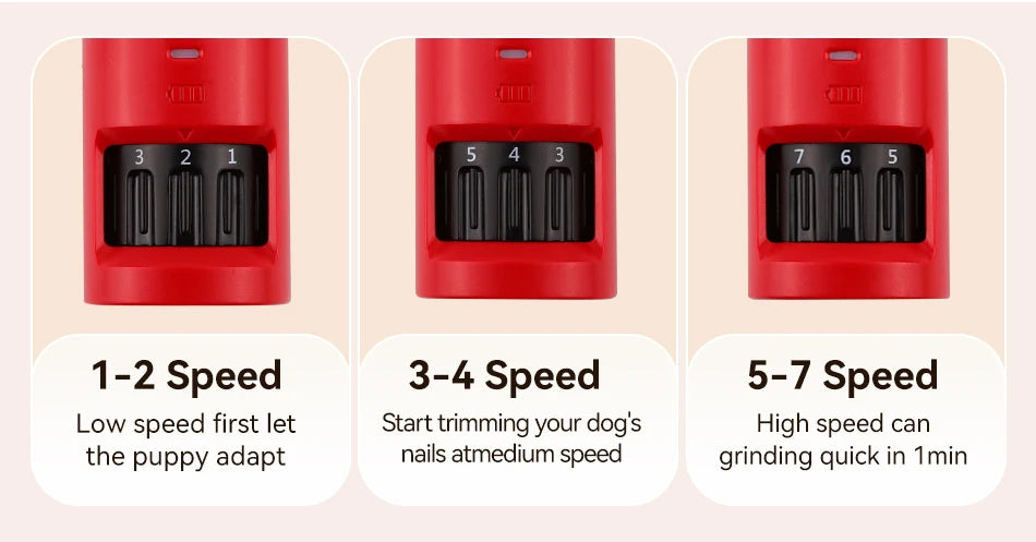 Professional 7-Speed LED Rechargeable Pet Nail Grinder