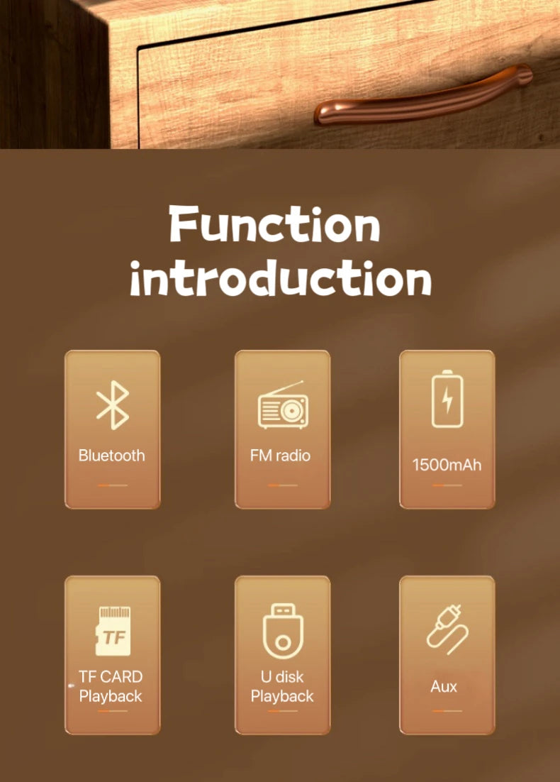 Wireless Bluetooth Speaker FM Retro Radio Subwoofer Memory Card U Disk High Quality Indoor MP3 Portable Speaker Home