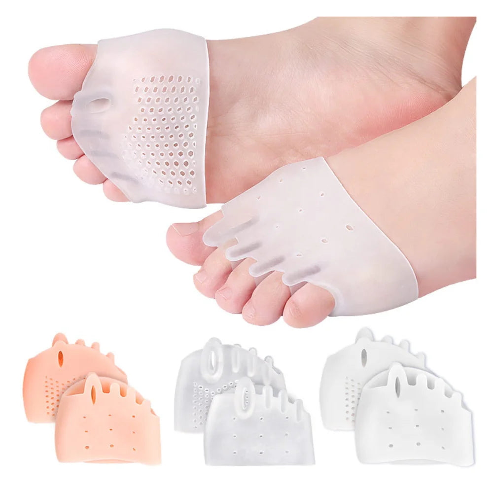 2pcs Silicone Toe Separator Hallux Valgus Corrector Bunion Orthotics Protector Pain Relief Forefoot Pad Socks Foot Care Pedicure