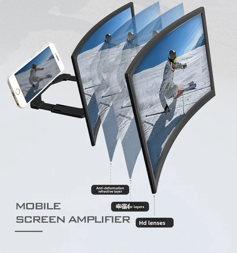 New Ultra Clear Curved Screen Magnifier for Phones Mobile Screen Amplifier Stand Eye Protection HD Expander
