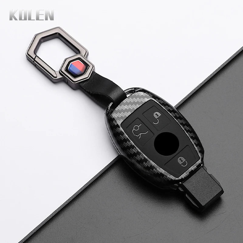 ABS Carbon Fiber Style Car Key Case Cover For Mercedes Benz W204 W205 W212 W213 W176 W177 W219 A B C E S G Class GLC CLA AMG Fob