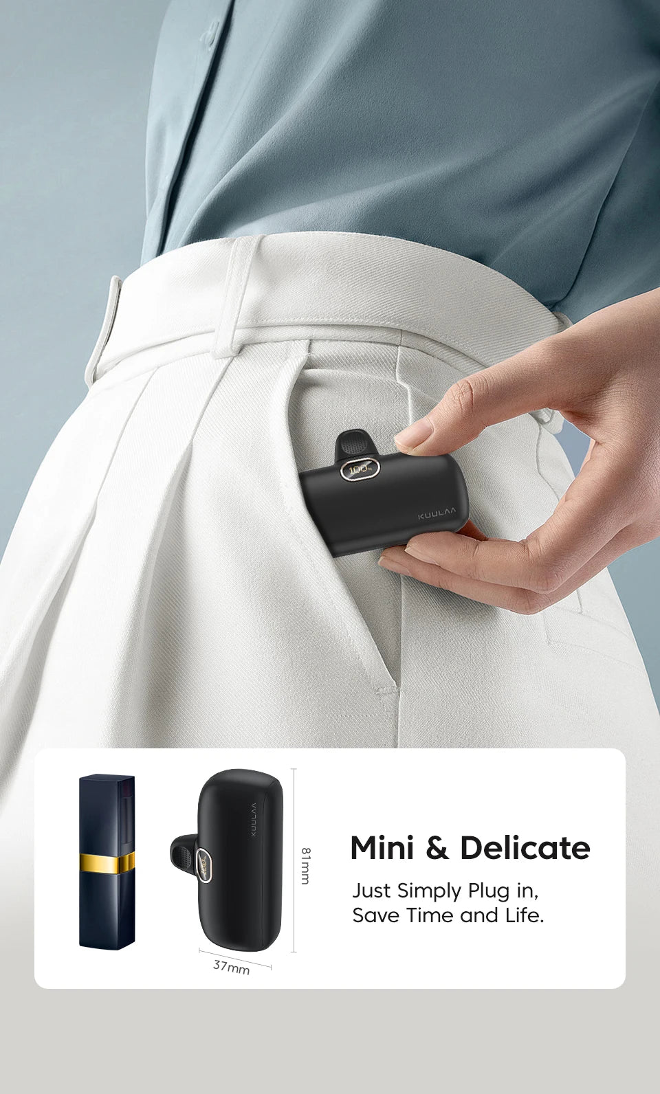 KUULAA Mini Power Bank 5000mAh PowerBank Fast Charging Portable Charger For iPhone 17 16 14 Xiaomi Samsung poco External Battery