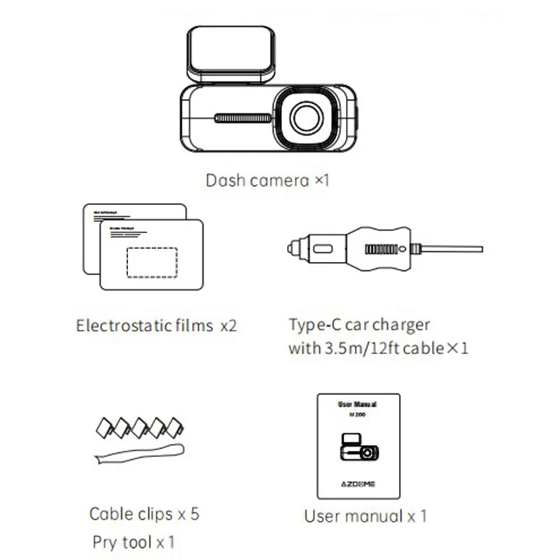 AZDOME M200 Dash Cam English Voice Control 2K Car DVR WiFi Camera for Vehicle Night Vision G-Sensor 24H Parking Monitor