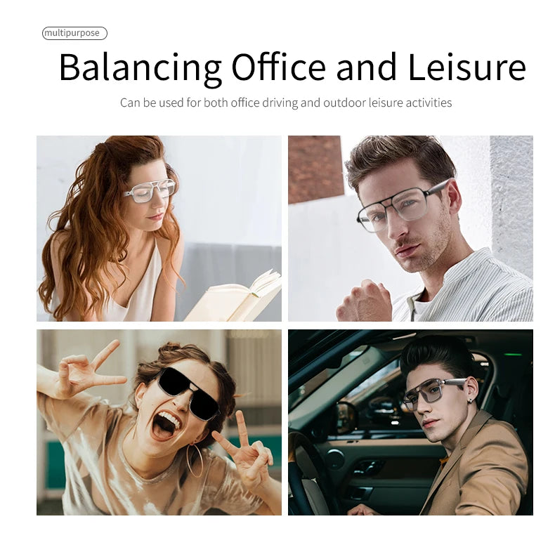 2025 NEW Smart Glasses Ai Voice Assistant Touch Music Control Anti-UV Color-Change Lenses Bluetooth Call Headphone for Men Women