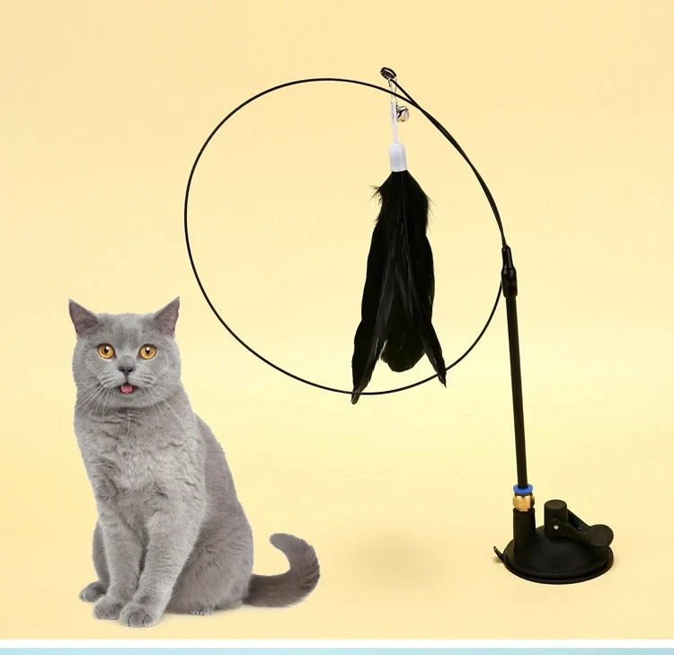 Professional Suction Cup Simulation Bird Feather Cat Teaser Wand
