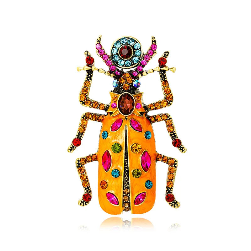 Exquisite Full Crystal Beetle Brooch Elegant Lady Insect Pin