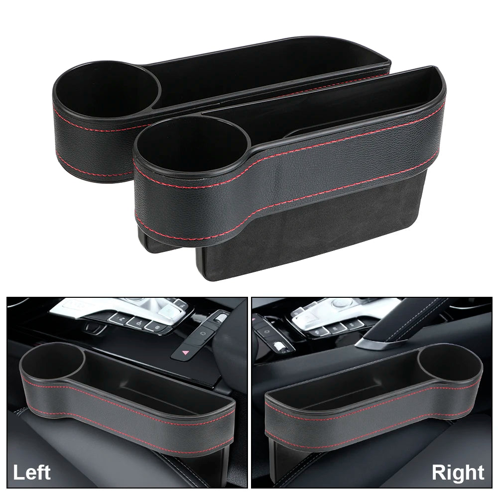 Car Organizer Auto Crevice Pocket Phone Bottle Cups Holder Seat Gap Leather Storage Box Car Accessories,USB Chargers Optional