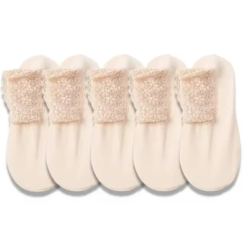 Women's Anti-Slip Thermal Velvet Floor Socks with Lace