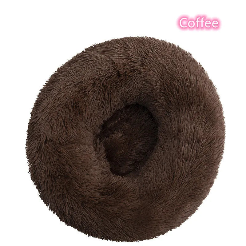 Cama Para Animais De Estimação Super Macia Para Gatos Pelúcia Tamanho Normal Lavável Cama Calmante Cama Donut Artefacto De Dormir Confortável Adequado Para O Inverno