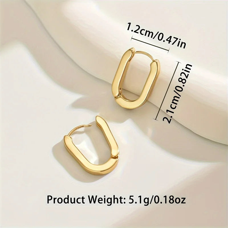 Unisex Gold Stainless Steel Square Hoop Earrings Minimalist Punk Jewelry